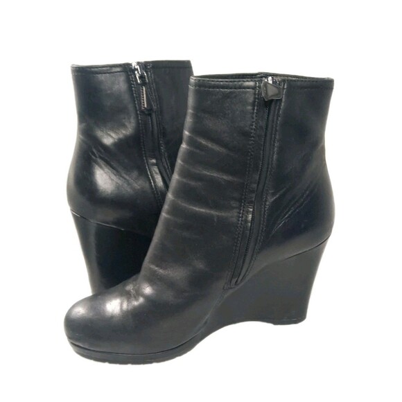 Prada Black Leather Wedge Boots Women's Size 36 | US 6 - Picture 6 of 15